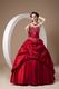 Embroidered Wine Red Floor-length Skirt Prom Ball Gown