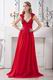 Deep V-Neck Wine Red Designer Pageant Evening Dress