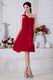 Simple One Shoulder Wine Red Knee Length Short Prom Dress