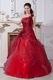 One Shoulder Burgundy Tulle Prom Ball Gown Under 200 Dollar