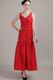 V Neckline Tea-length Red Taffeta Prom Dress Designer