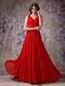 V-neck Dark Red Chiffon Zipper Otherside Best Prom Dress UK