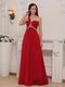 One Shoulder Cross Back Floor Length Wine Red Prom Dress