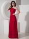 One Shoulder Wine Red Bridesmaid Dress Floor Length Skirt