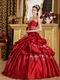 Bubble Designer Ball Skirt Wine Red Taffeta Quinceanera Gown