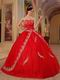 Red Sequin Fabric Cheap Quinceanera Dress For 2014 Party