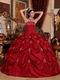 Designer Wine Red Floor Length Ball Dress to Quinceanera