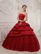 Simple Wine Red Puffy Skirt Quinceanera Dress Customized