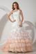 One Shoulder Fading Color Mermaid Layers Ruffles Wedding Dress