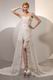Unique Sweetheart Flowers Asymmetrical Split Outdoor Bride Dress Unique Sweetheart Flowers Asymmetrical Split Outdoor Bride Dress