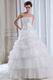 Pretty Appliqued Layers Cascade Cathedral Skirt Wedding Dress