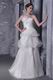 Strapless Ivory Organza Bridal Dress With Handmade Flower