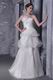 Strapless Ivory Organza Bridal Dress With Handmade Flower