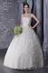 V-neck Floor-length Puffy Wedding Dress With Flowers Decorate