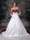 New Arrival Strapless Embroidery Wedding Dress With Wine Red