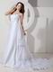 Inexpensive Strapless Appliqued Layers White Bridal Dress For Garden