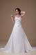 Affordable Chapel Train Ivory Wedding Dress With Embroidery