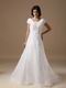 Modest V-neck White Organza Church Wedding Dress Discount