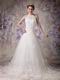 Chic Halter Chapel Train Ivory Tulle 2014 Bride Dress Up