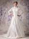 Modest High-neck Long Sleeves Wedding Dress With Appliques