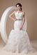 Mermaid Ruffled Organza Skirt Feather Emberllish Wedding Dress