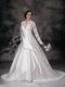 Modest V-neck Long Lace Sleeves Appliqued Bridal Dress Stores