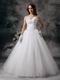 Basque Waist Floor Length Ivory Tulle Bridal Gown Cheap