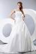 Simple One Shoulder Appliqued Puffy Ivory Taffeta Bridal Dress