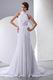 Princess Halter White Chiffon Fabric Wedding Dress With Chapel Train