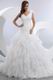 V Neck Cascade Puffy Organza Skirt Ivory Wedding Dress Online