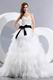 Sweetheart Appliqued Cascade Cathedral Bridal Dress With Black Belt