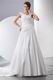 Beautiful V-neck Pleated Chapel Train Ivory Princess Wedding Dress