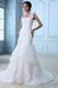 Fashion Flowers Strap Mermaid Layers Organza Princess Wedding Dress