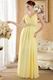 Beautiful V-neck Beaded Yellow Chiffon Dress For Prom Party