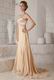 Beaded Sweetheart A-line Court Train Champagne Prom Dress