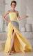 Cheap Strapless Yellow Amazing Prom Dresses With Front Split Skirt