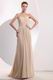 Spaghetti Straps Floor-Length Bisque Chiffon Prom Dress With Split