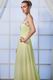 Polychrome Chapel Train Lime Yellow Green Chiffon Prom Dress