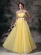 Strapless Backless Moon Yellow Tulle Prom Party Dress