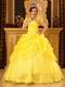 Bright Yellow Embroidery Quinceanera Dress With Jacket