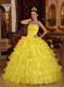 Strapless Where to Buy Winter Bright Yellow Quinceanera Dress