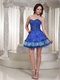 Stylish Royal Blue and Sky Blue 3 Layers Prom Dress Lucid Basque Waist