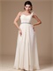 Silver Beading Banquet Prom Gowns One Shoulder Cream Chiffon Long