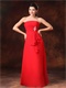 Strapless Red Chiffon Prom Gowns Formal Celebrity Wear