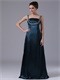 Two Straps Silver Beading Floor-length Prom Dress Dark Navy Green