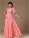 Honorable Watermelon Chiffon Unique Prom Dress With One Shoulder Ribbon