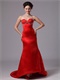 Ankle Front Brush Train High Low Red Mother Of Bride Dress Mermaid