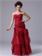 Mermaid Layers Ruffle Wine Red Organza Evening Dress 2019 For Wives