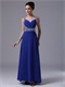 Double Silver Beaded Straps Royal Blue Chiffon Maxi Prom Dress City