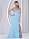 Light Blue 2019 Left Leg Slit Prom Dress Party Style Designer